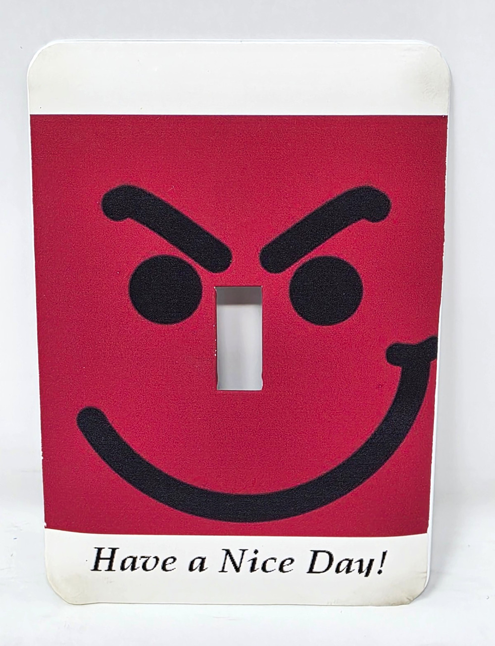 Vintage Have a Nice Day Smiley Face Light Switch Cover Red Black Novelty
